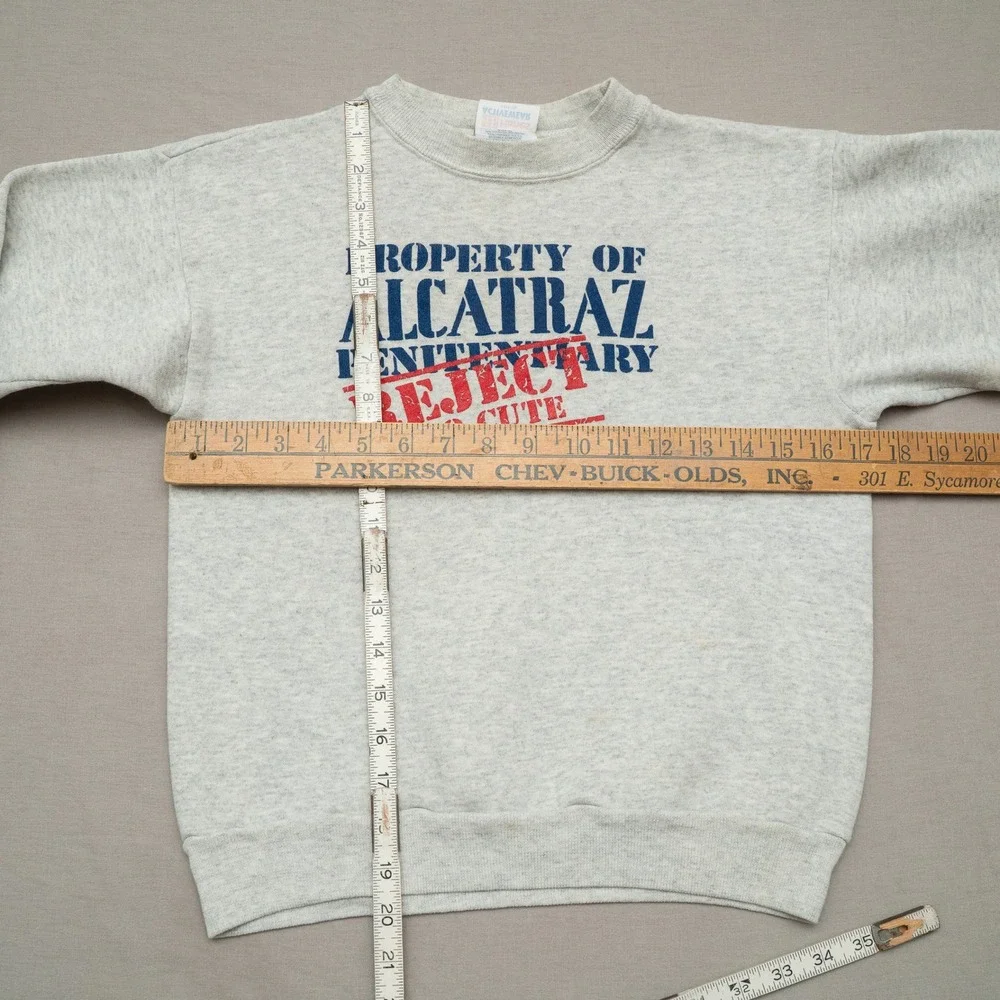 Vintage 90s Property Of Alcatraz Reject Too Cute Sweatshirt Hanes Youth Large